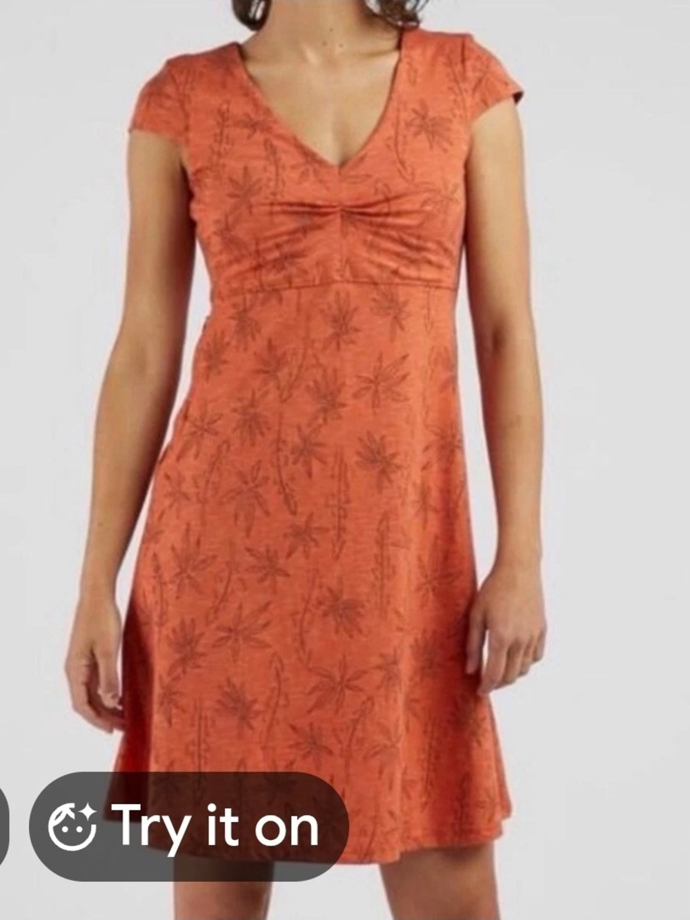 Toad&Co Rust Orange Floral V-Neck Mini Dress